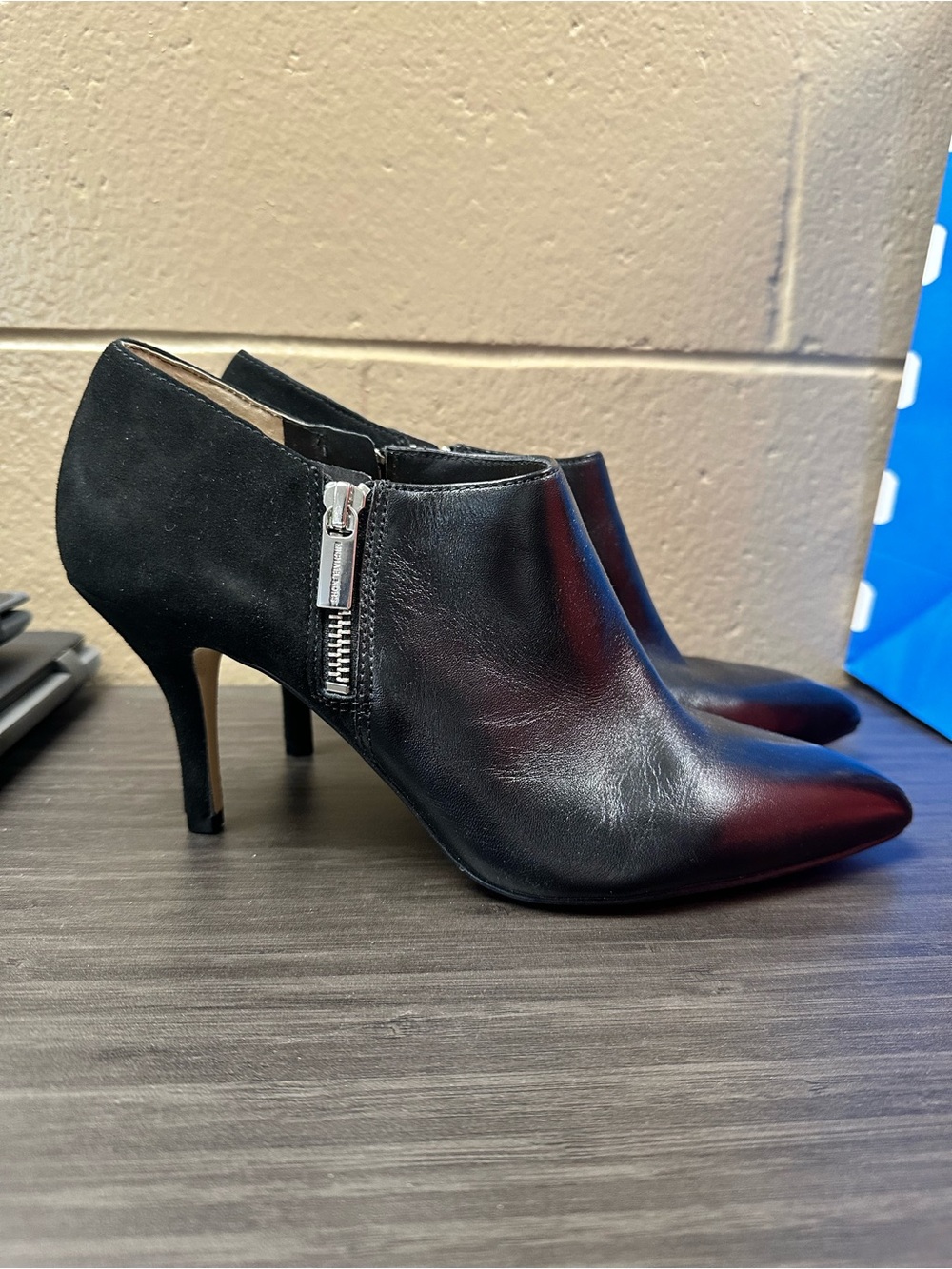 Michael Kors black leather ankle booties